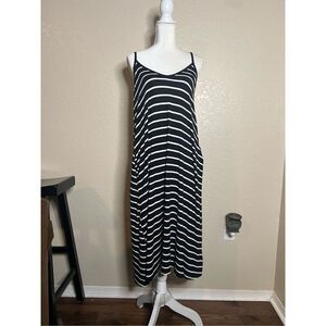 Zenana soft slinky spaghetti strap summer calf length dress - size large